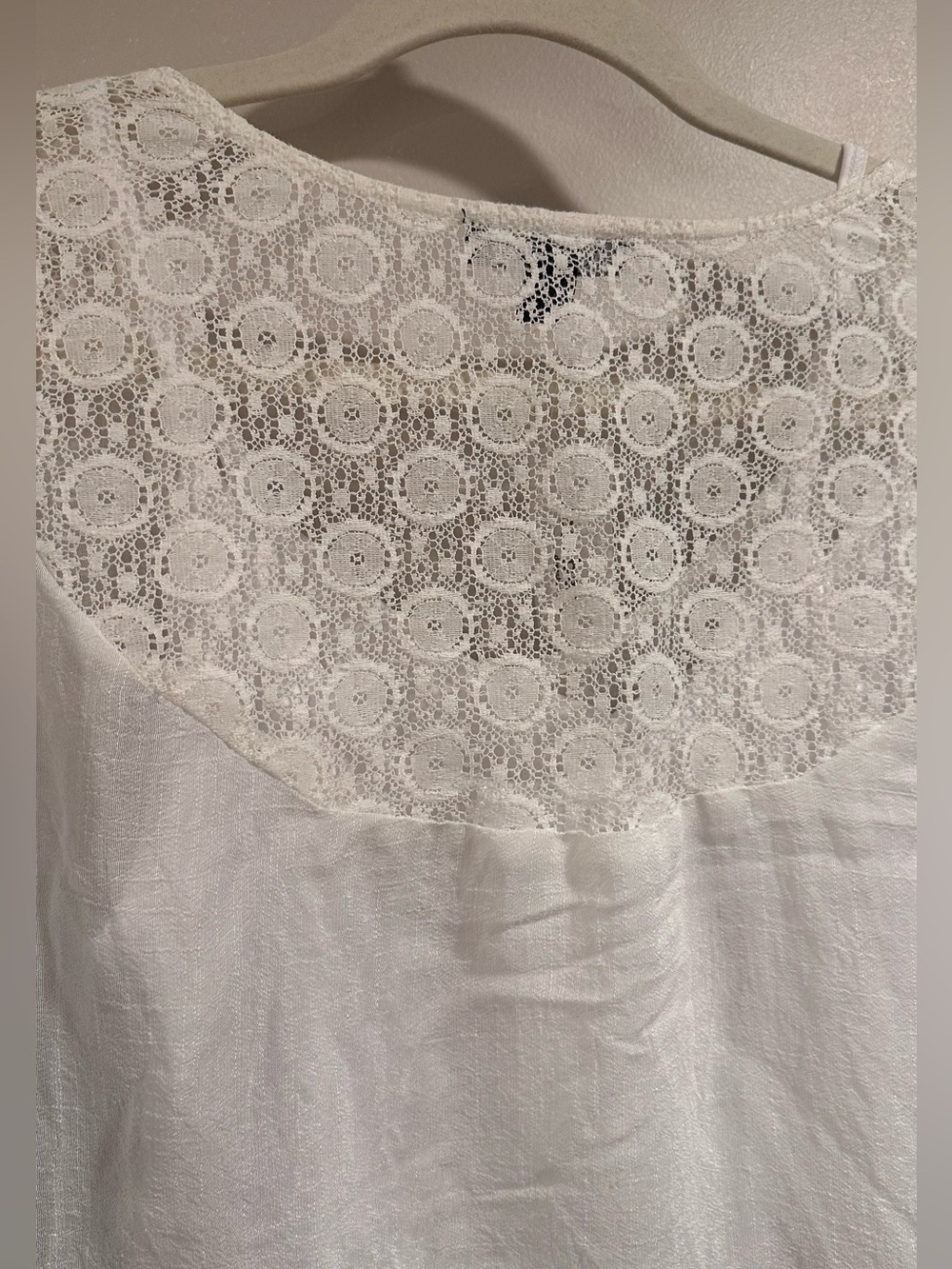 Roz & Ali DressBarn White Boho Embroidered Lace Peasant Blouse Tunic Top Large - Picture 7 of 16